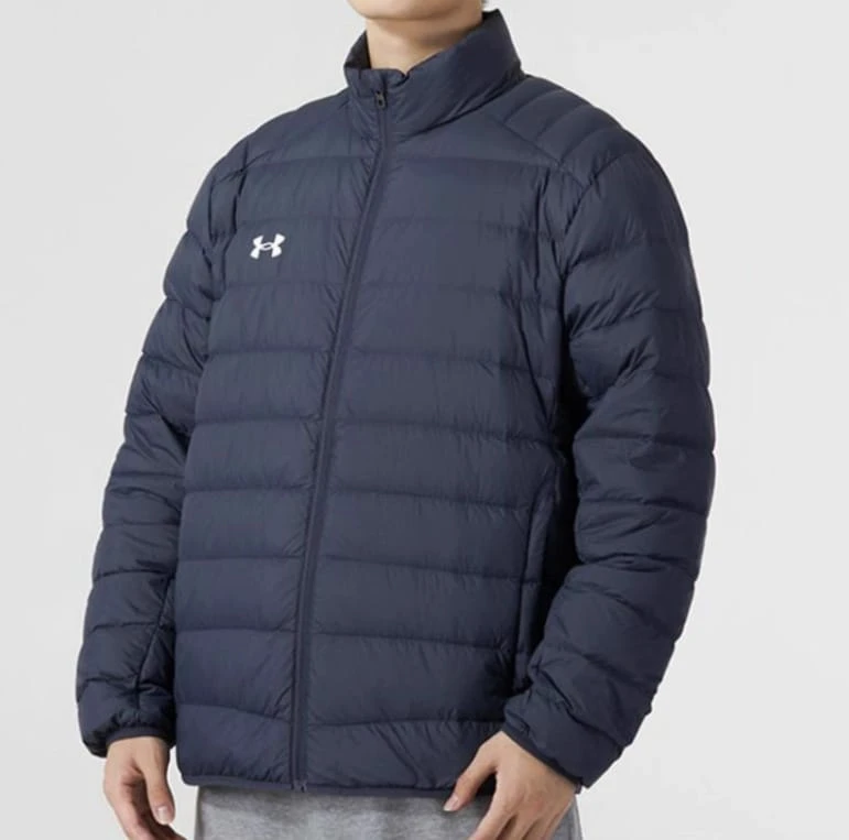 Under Armour 男子純色立領運動防風保暖絎縫羽絨服 - 藍色 - 查看 1