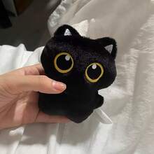 1 Pc 10cm Cute Black Cat Plush Toy Keychain Cartoon Kitten Soft Stuffed Doll Pendant Car Key Ring Backpack Bag Decor Kid Gift Birthday Gifts (Due To Different Production Batches, The Chain Style And Color Are Random)