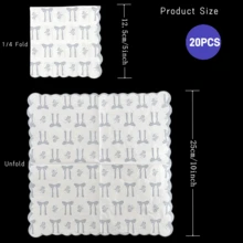 20/40张蓝色和粉色蕾丝餐巾纸，蝴蝶结图案印花纸巾，展开尺寸10*10英寸，三层波浪边鸡尾酒餐巾纸，婚礼装饰，非常适合迎婴派对、新娘派对、性别揭晓派对、生日派对用品、圣诞节等场合。 - Bow - 查看 11