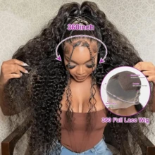 CEXXY 13x6 Deep Wave Lace Frontal Wigs 360 Water Curly 7x5 Glueless Lace Front Wig 30 36 Inch Closure Kinky WearGo - Natural Black - 查看 10