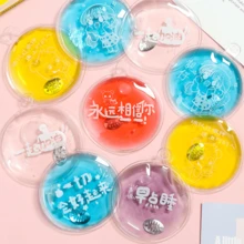 5件套卡通挤压暖手宝，图案款式随机，便携式可爱圆形热水袋，自加热秋冬挤压取暖器 - 彩色 - 查看 4