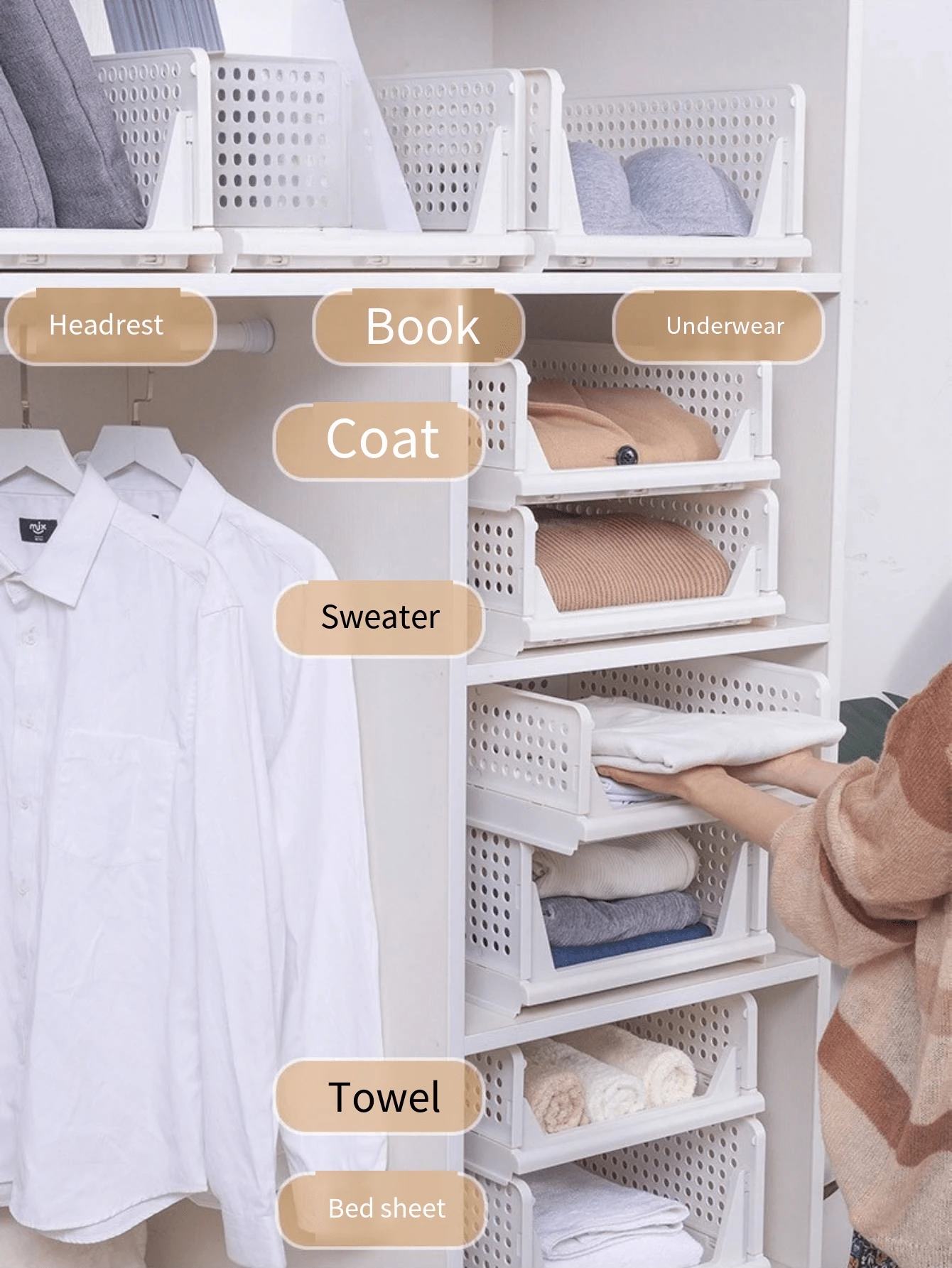 1 ngăn kéo đựng đồ trong tủ quần áo, hộp đựng quần áo len có thể gấp gọn dung tích lớn có ngăn chia