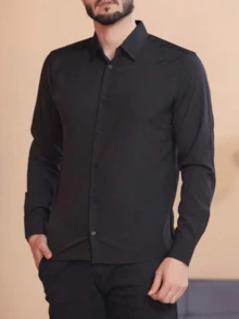 MEN'S SET KIT: TROUSERS + SLIM DRESS SHIRT - 米色+黑色 - 查看 2