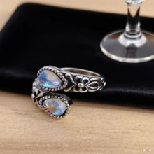 1pc Stainless Steel Crystal Spoon Ring, Bohemian Vacation Beach Party, Mother's Day Girlfriend Elegant Gift