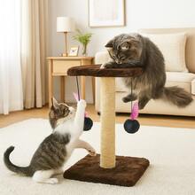Scratching Post With Double Sisal Cat Toy - Rust Brown - View 3