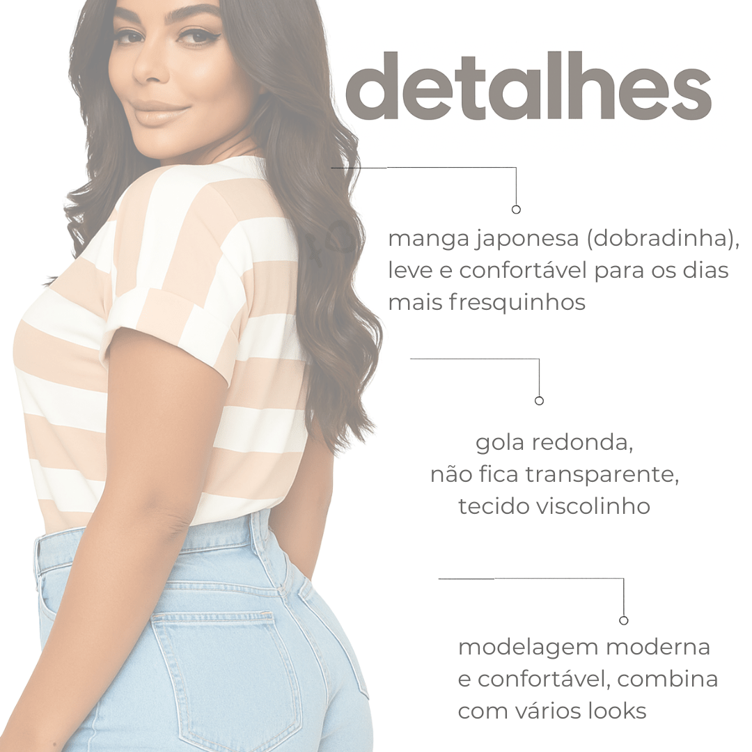 Women's Striped Viscose T-Shirt Casual Comfortable Plain Japanese Sleeve T-Shirt - Desnudo a rayas - Añade 5