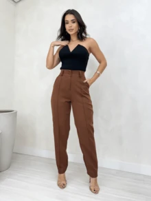 Women's Tailored Dress Pants - 鏽棕色 - 查看 4