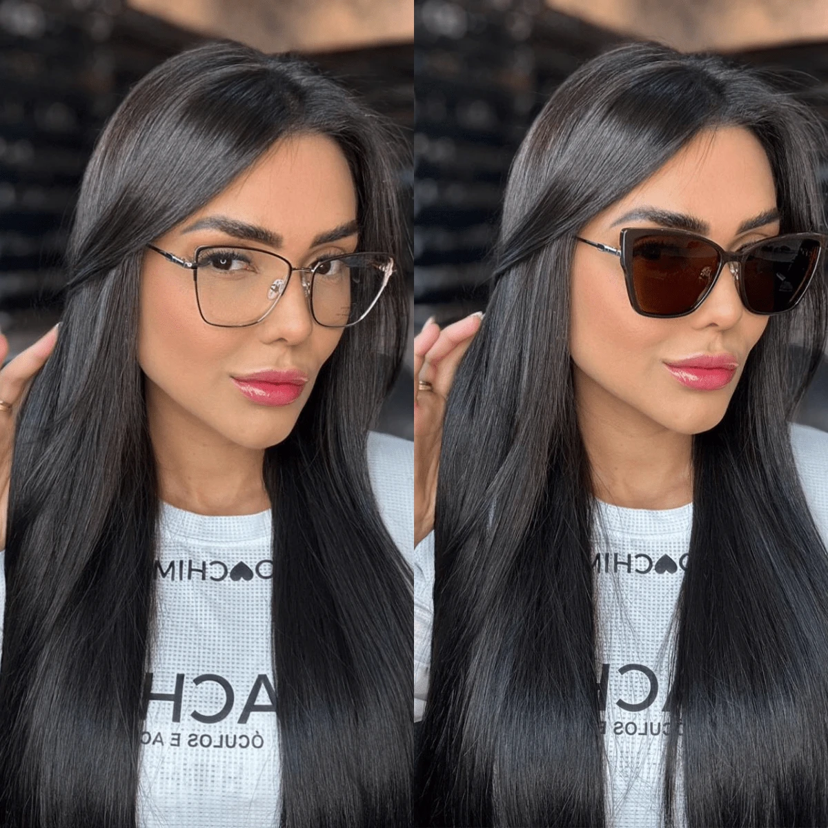 Women's Clip-On 2-In-1 Modern Eyeglass Frame Clip-On Geek Classic A001 - 顏色2 - 查看 1