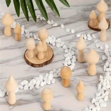 24 Pieces Of Unfinished Wooden Mushrooms, Natural Mini DIY Wooden Mushroom Dolls Used For Art, Crafts, Painting And Desktop Decoration Of Home Shelves. - Multicolor - View 8