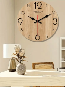 1pc Stylish Wooden Wall Clock With Quartz Movement – Super Quiet, No Ticking Sound, Ideal For Bedroom, Living Room, Office, Or Sofa Background Decor, Clock Wall Decor Home Decor Room Decor