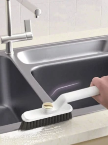 360 ° Rotating Multifunctional Crevice Brush - Long Handle Bathroom Cleaner With Ergonomic Grip, Suitable For Narrow Spaces, Shower Walls, And Hard To Reach Areas - Durable Commercial Household Cleaning Tool