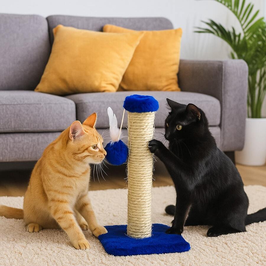 Cat Scratching Post With Exclusive Sisal Toy - 藍色 - 查看 1