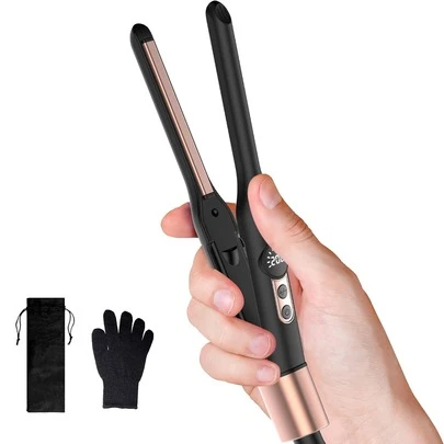 Mini Straightening Iron, LCD Temperature Display, 110-240V Dual Voltage, Suitable For All Hair Types, Portable Hair Straightener, Ideal For Travel, Black & Gold Minimalist Design