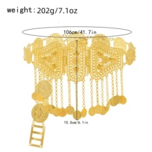 1pc Vintage Hollow Metallic Waist Belt, Tassel Coin Decor, Versatile Bridal Wedding Cinch Accessory