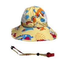 Kids Bucket Hat Children's Sun Protection Beach Visor Hat With Large Brim 3 To 8 Years Old UV50+ Sun Protection - Kuning muda - View 2