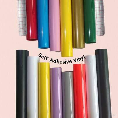 Self Adhesive Permanent Vinyl Bundle, For Mug Cup Glass Window Party Decoration Craft Cutter Home Decal