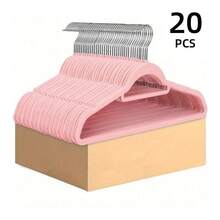 20 件植绒成人衣架，带 360° 旋转挂钩 - 节省空间的衣架，适用于卧室、浴室、宿舍衣物收纳 - 銀色 - 查看 10