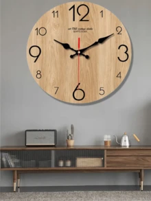 1pc Stylish Wooden Wall Clock With Quartz Movement – Super Quiet, No Ticking Sound, Ideal For Bedroom, Living Room, Office, Or Sofa Background Decor, Clock Wall Decor Home Decor Room Decor