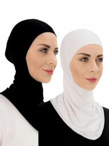 1件装女士内衬帽头巾帽头巾帽时尚纯色下巴弹性头巾颈套头巾头带秋冬季适合阿巴雅日常穿着的内衬帽睡眠帽 - 純色 - 查看 9