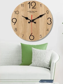 1pc Stylish Wooden Wall Clock With Quartz Movement – Super Quiet, No Ticking Sound, Ideal For Bedroom, Living Room, Office, Or Sofa Background Decor, Clock Wall Decor Home Decor Room Decor