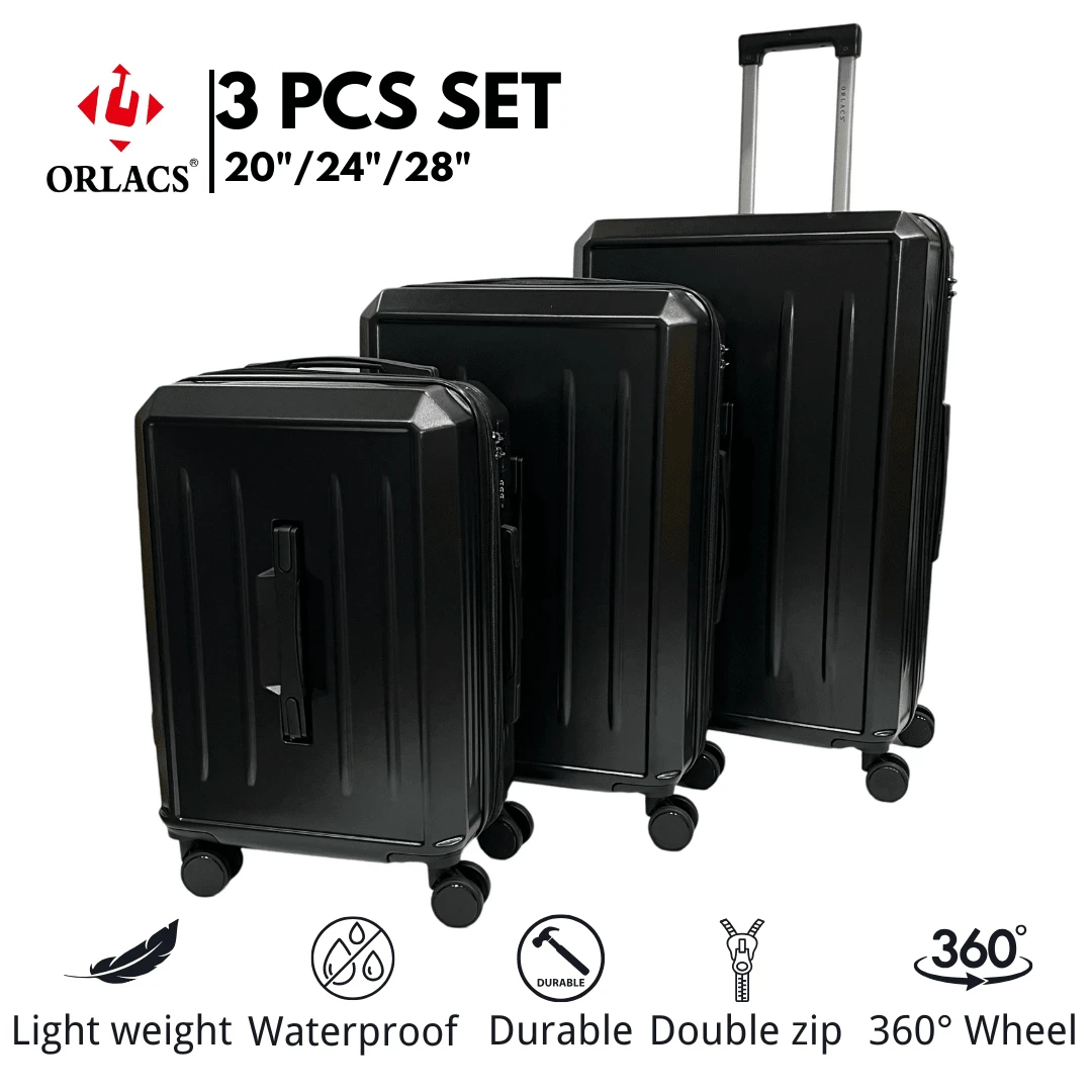 ORLACS Equipaje, Juego de Maletas 20+24+28, Juego de Tres Piezas, Material Rígido de PP, El Modelo de 20" Puede Poner Agua en la Maleta, Puede Poner su Teléfono en Cada Maleta, Cada Maleta Tiene un Asa en la Parte Delantera, Ligero, Cerradura de TSA, Expandible con Doble Cremallera, Gran Capacidad de Almacenamiento, Ruedas Universales Silenciosas de 360°, Alta Calidad, Duradero, Impermeable, Resistente al Desgaste, Resistente a los Arañazos, Marca Europea, Diseño Europeo, Artículo Superior, Adecuado para Viajes de Negocios, Esencial para Viajes de Negocios, Traslados, Vacaciones, Cómodo para Viajes Familiares, Equipaje de Mano para Aerolíneas, Regalo Especial, Adecuado para Hombres y Mujeres, Múltiples Colores Disponibles