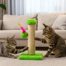 Cat Scratching Post With Exclusive Sisal Toy - Green - View 2