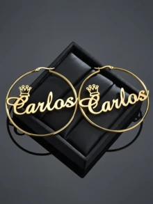 Spersonalizowane kolczyki z imieniem dla kobiet, dziewczęce, 40 mm, kolczyki koła ze stali nierdzewnej, biżuteria dla matki, jej urodziny, spersonalizowany prezent