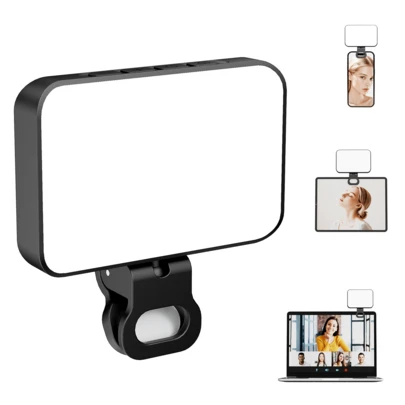 Đèn vòng selfie kẹp sạc được, đèn LED cầm tay di động cho điện thoại thông minh, máy tính xách tay, máy tính bảng, tương thích với iPhone 14/13/12/11 Pro/Xs/Xs Max/Xr/X/8, Galaxy S22/S22 Ultra, 3 mức độ sáng.