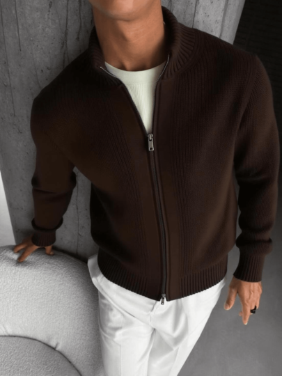 Herren Lässig Langarm Reißverschluss Strickjacke, vielseitig für den täglichen Gebrauch