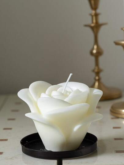 1 pièce de grande bougie parfumée à la rose blanche, ambiance romantique, convient pour offrir à des amis, cadeaux de fête, adapté pour la chambre, le salon, la salle de bain.