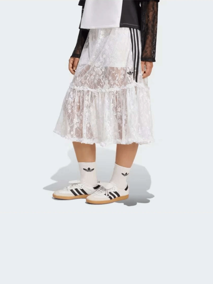 Adidas Originals Lace Skirt, Women's Festival Party Cotton Sheer Skirt For Night Out Vintage Inspired Design, KD2288