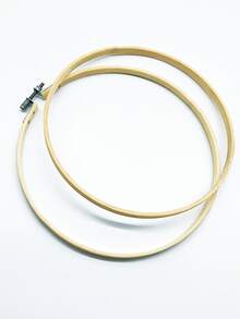 5pcs Adjustable Bamboo Embroidery Hoops, Suitable For Halloween Decor, Wedding Scenery Decor, Cross Stitch And Embroidery Projects - Apricot - View 4