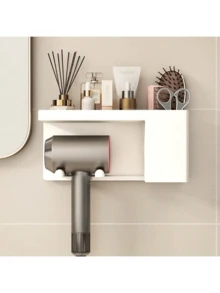 Wall Mounted Blow Dryer Holder, Suitable For Bathroom Rack Without Drilling, Blow Dryer Bathroom Storage Rack - Wall Mounted Hair Tool Organizer For Blow Dryer, Straightener And Curler Without Drilling