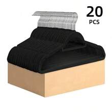 20 件植绒成人衣架，带 360° 旋转挂钩 - 节省空间的衣架，适用于卧室、浴室、宿舍衣物收纳 - 銀色 - 查看 11