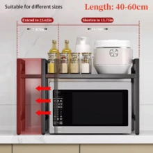 1pc Microwave Oven Rack, Large Capacity Microwave Shelf With 4 Hooks, Moisture And Rust Proof Material Microwave Stand Countertop, Kitchen Countertop Organizer For Storage Seasoning, Spice, Utensils Tableware, Space Saving Kitchen Tools - Multicolor - View 2