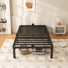 MAF 14 Inch Twin Size Bed Frame With Mattress Slide Stopper - Single Black Basic Anti Squeak Steel Slats Metal Platform, Heavy Duty Noise Free Easy Assembly Bedframes, No Box Spring Needed - 14寸 - 查看 12