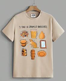 9 Shades Of Caramel Brazil Meme Everyday T-Shirt Coxinha Dog 100% Cotton Unisex Men Women Plus Size - Màu be - Xem 1