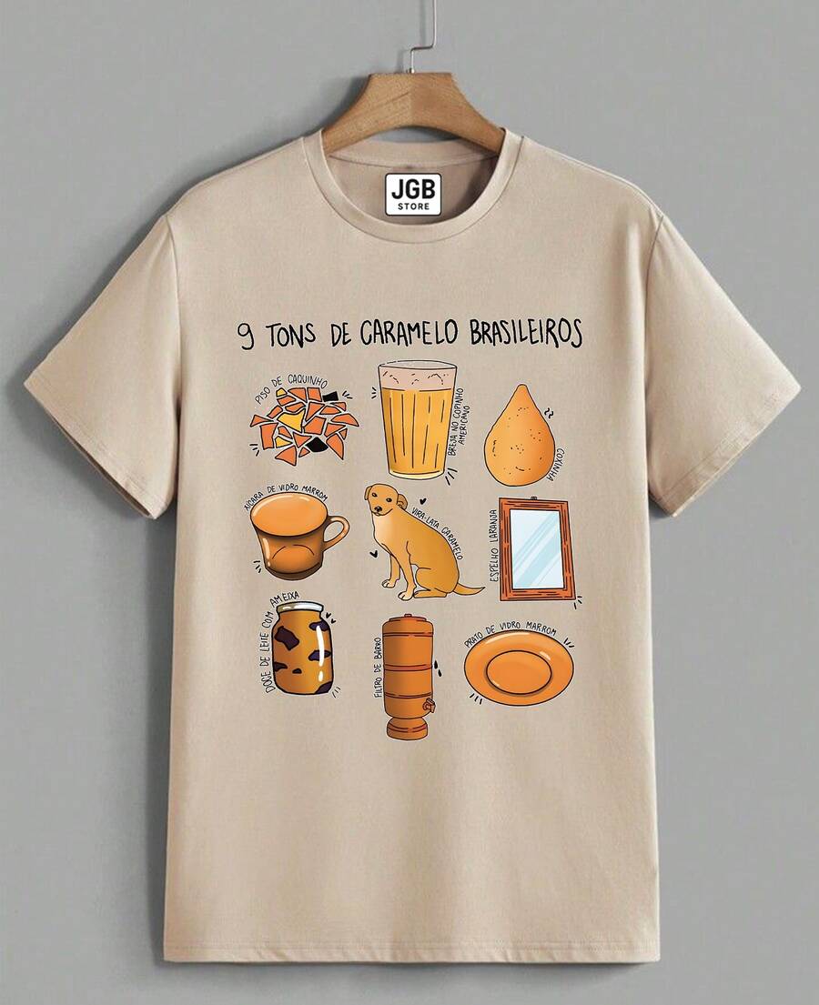9 Shades Of Caramel Brazil Meme Everyday T-Shirt Coxinha Dog 100% Cotton Unisex Men Women Plus Size - Màu be - Xem 1