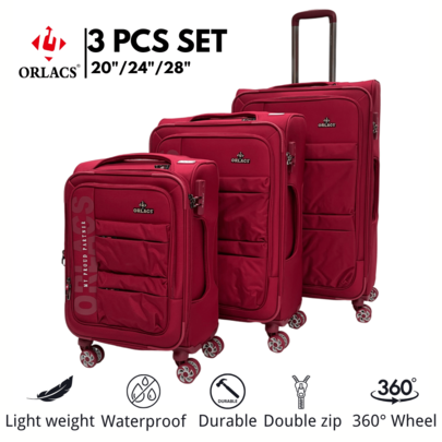 Equipaje ORLACS, Juego de Maletas 20+24+28, Set de Tres Piezas, Material de Nailon, Ultra-Ligero, Carrito de Aluminio, Asa Única, Cerradura, Cremallera Doble Expandible, Gran Capacidad de Almacenamiento, Ruedas Universales Silenciosas de 360 Grados, Alta Calidad, Duradero, Impermeable, Resistente al Desgaste y a los Arañazos, Marca Europea, Diseño Europeo, Productos de Primera Calidad