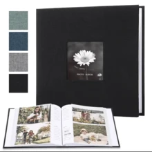 相册书 4X6 200 口袋书 亚麻精装大容量剪贴簿 带前窗 适合婚礼家庭 - 彩色 - 查看 1