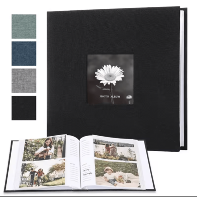 Photo Album Book Picture Album 4X6 200 Pockets Book Linen Hardcover Large Capacity Scrapbook With Front Window For Wedding Famil