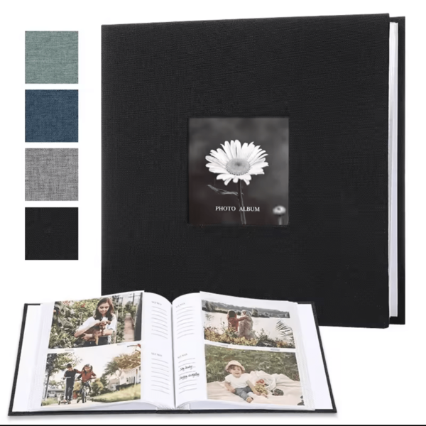 Álbum de fotos libro álbum de fotos 4X6 200 bolsillos libro tapa dura de lino gran capacidad álbum de recortes con ventana frontal para boda y familia