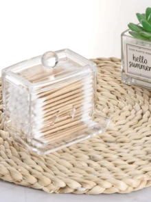 Qtip Dispenser Big Clear Qtip Holder, Bathroom Container Organizer Accessories Decor For Storage-Qtips Cotton Ball