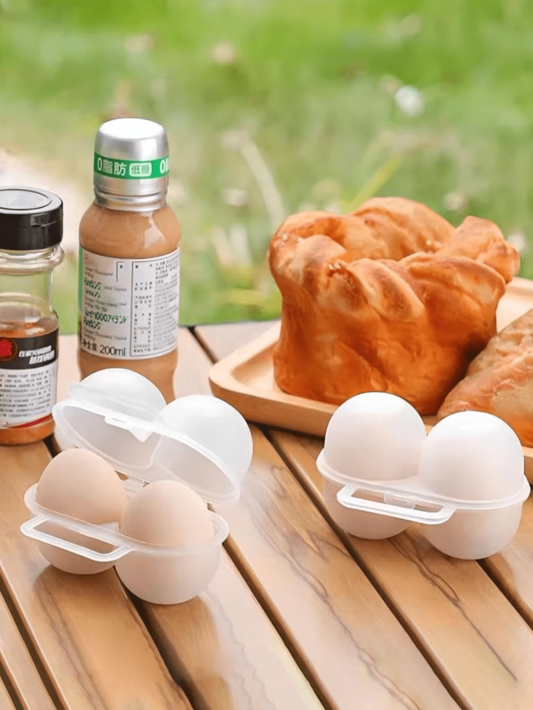 2 PCS Outdoor Shockproof Portable Egg Storage Boxes. Each Can Hold Two Eggs. Theydon't Take Up Much Space And Are Shockproof, Anti-Drop, Portable And Durable. Whengoing On Trips, Camping Or Having Picnics, You Can Enjoy Fresh Eggs Anytime And Anywhere.
