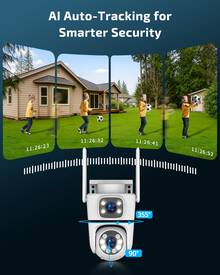 1Pc 5MP 2.4G/5G Dual-Lens WiFi PTZSecurity Camera, Wireless Outdoor, Motion Tracking, Night Vision, APP Control, Two-Way Audio, Real-Time Alerts - 白色 - 查看 3