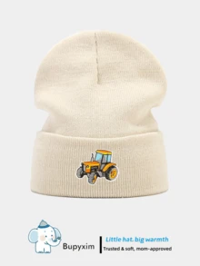 Baby Toddler Boy Knit Hat - Yellow Tractor Embroidered Beanie Winter Warm Skull Cap For Ages 1-8 Years, Gift For Son, Grandson - 1PC - View 15