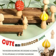 24 Pieces Of Unfinished Wooden Mushrooms, Natural Mini DIY Wooden Mushroom Dolls Used For Art, Crafts, Painting And Desktop Decoration Of Home Shelves. - Multicolor - View 6
