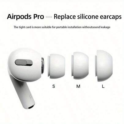 3 Pairs Silicone Ear Tips For Airpods Pro 1/2, With Noise Cancellation & Dust-Proof Function, Includes Cleaning Kit, Fits USB-C Charging Case (S/M/L)