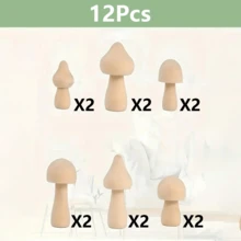 24 Pieces Of Unfinished Wooden Mushrooms, Natural Mini DIY Wooden Mushroom Dolls Used For Art, Crafts, Painting And Desktop Decoration Of Home Shelves. - Multicolor - View 11