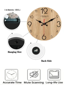 1pc Stylish Wooden Wall Clock With Quartz Movement – Super Quiet, No Ticking Sound, Ideal For Bedroom, Living Room, Office, Or Sofa Background Decor, Clock Wall Decor Home Decor Room Decor